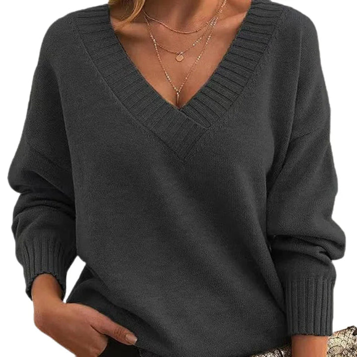 Women's Relaxed Fit V-Neck Sweater - Soft Textured Knit Jumper for Everyday Wear 12
