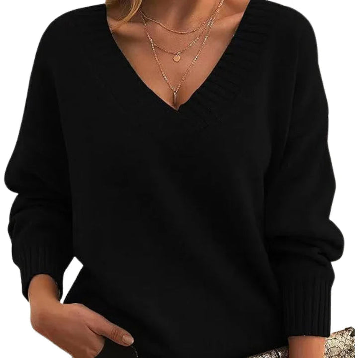 Women's Relaxed Fit V-Neck Sweater - Soft Textured Knit Jumper for Everyday Wear 5