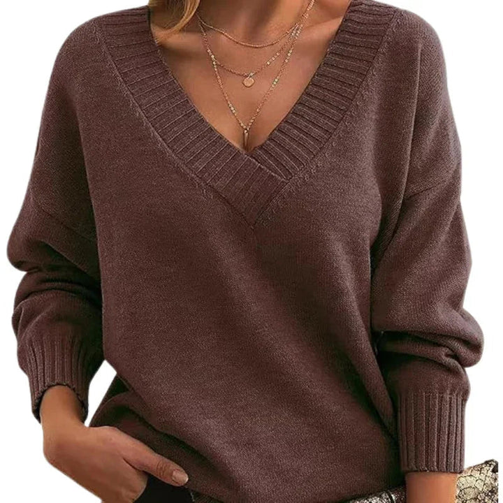 Women's Relaxed Fit V-Neck Sweater - Soft Textured Knit Jumper for Everyday Wear 7