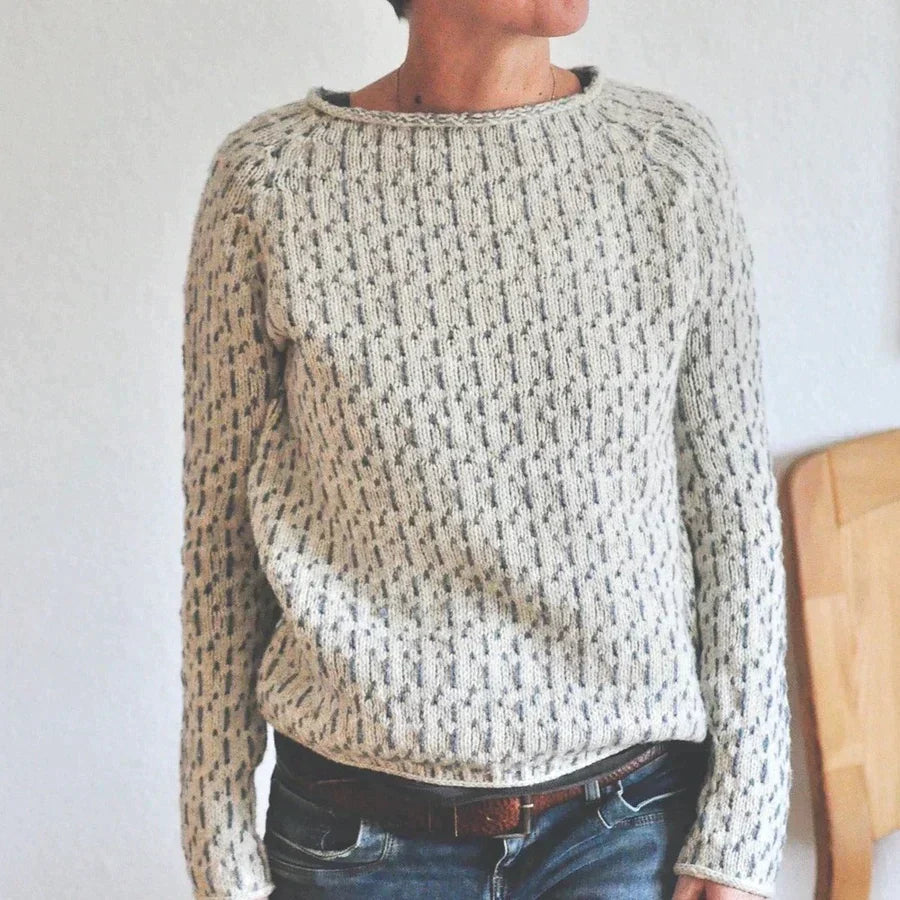 Women's Textured Knit Jumper – Comfortable Round Neck Sweater with Ribbed Hem and Cuffs, Relaxed Fit, Various Colors Available 1