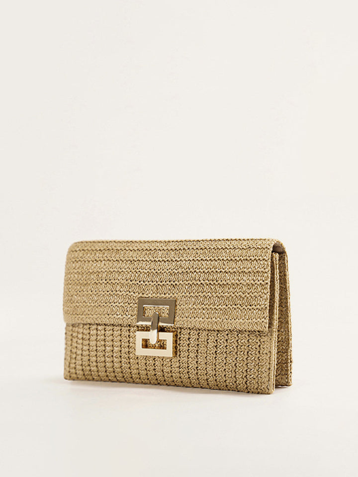 Woven Straw Shoulder Bag with Chain Strap – Lightweight Flap Closure, 29CM x 18CM, Eco-Friendly Accessory 1
