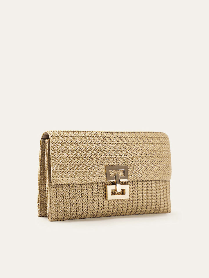 Woven Straw Shoulder Bag with Chain Strap – Lightweight Flap Closure, 29CM x 18CM, Eco-Friendly Accessory 2
