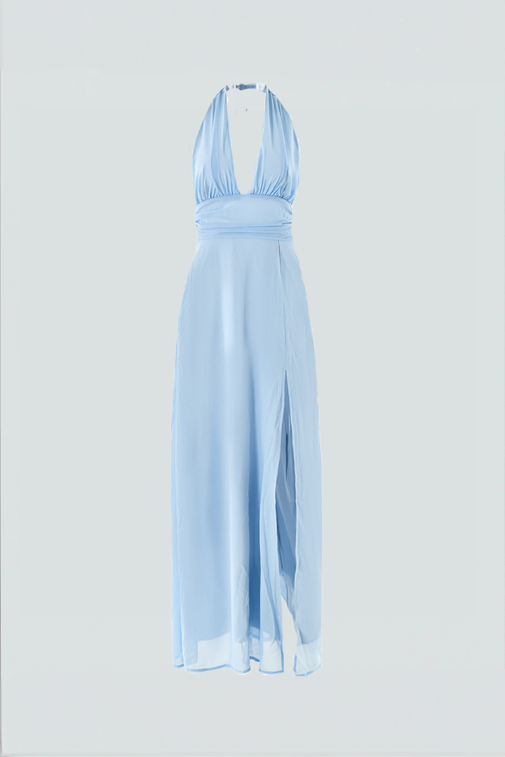 Maxi-Kleid mit Schlitz und Neckholder
