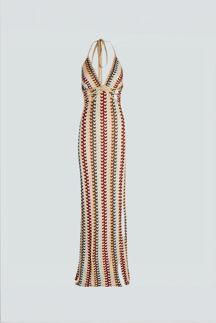Rückenfreies Häkel-Maxikleid